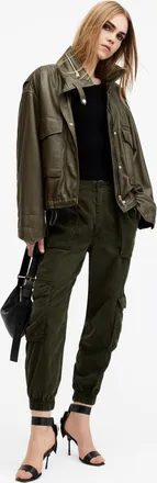 AllSaints Lyocell Freda Lightweight Denim Cargo Trousers, Size: UK 14/US 10