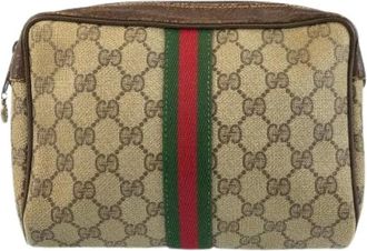 Gucci Pre-owned Clutches, male, Beige, Size: ONE SIZE Pre-owned Canvas clutches