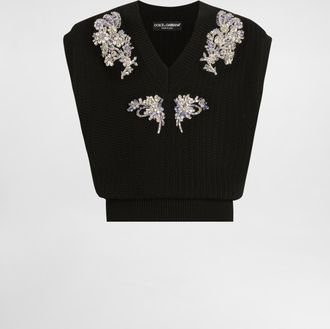Dolce & Gabbana Cable-knit Wool Vest - Man Sweaters And Cardigans Black 48