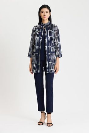 Ming Wang Heritage Novelty Woven Patterned Topper in Indigo/white at Nordstrom, Size X-Large