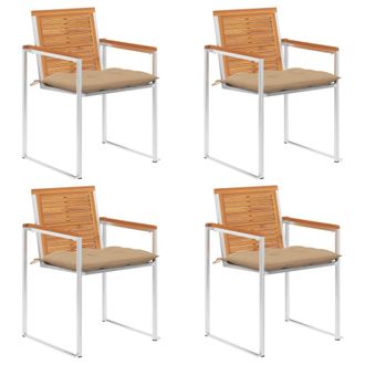 vidaXL Sillas De Jard&iacute;n Y Cojines 4 Unidades Madera Maciza De Acacia Vidaxl