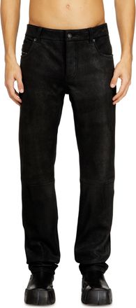 Diesel Jean-cut leather pants - Pants - Man - Black