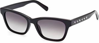 Swarovski Womens Plastic With Crystal Embellishment Sunglasses In 01B - Black/ Grey Gradient