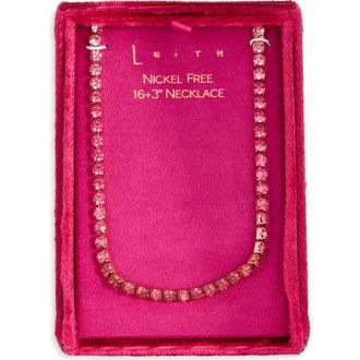 Leith Crystal Tennis Necklace in Pink Multi- Gold at Nordstrom Rack