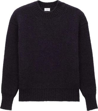 Saint Laurent Trui in grove breisteek - Heren - Ronde hals truien - Blauw - L - Wol - Truien & Vesten