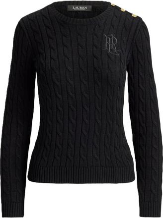 Ralph Lauren Maglione a trecce con bottoni - - Knitwear - Donna - Nero - S