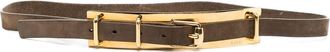 Gucci plate detail buckled belt - women - Leather/Gold Plated Metal - 105 - Brown