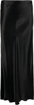 Forte_Forte Viscose Satijnen Chique Rok - Dames - Maxi Rokken - Zwart - XS - Satijn - Rokken