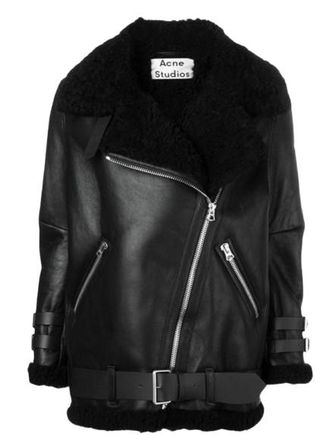 Acne Studios Black Velocite Shearling Jacket. Size 37