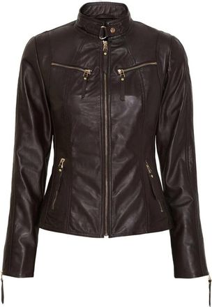 BTF-CPH Diep Koffiebruine Bikerjas - Dames - Leren en Su&egrave;de Jassen - Bruin - S - Leer - Jassen