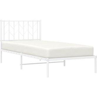 vidaXL Estructura Cama Sin Colch&oacute;n Con Cabecero Metal Blanco 90x190 Cm Vidaxl