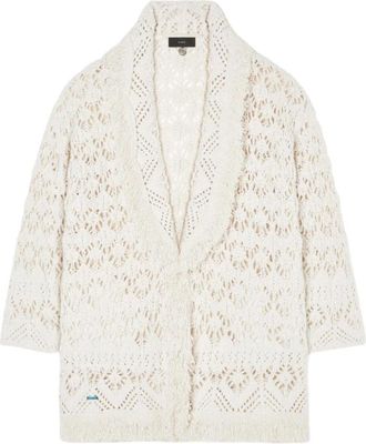Alanui Cardigan met Franjes van Open Breisel - Dames - Vesten - Wit - S - Denim - Truien & Vesten