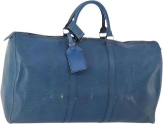 Louis Vuitton Pre-owned Boston Bag - Dames - Vintage Weekendtas - Blauw - ONE Size - Leer - Vintage