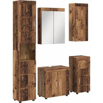 vidaXL Bathroom Furniture Set with Door TULUM Old Wood Engineered Wood vidaXL