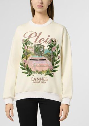 Philipp Plein Washed Sweatshirt Cannes Tennis Club Women in Offwhite at Nordstrom, Size Medium