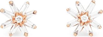Suzanne Kalan Orecchini a bottone Starburst piccoli in oro rosa 18kt con diamanti