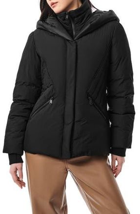 Bernardo Shiny Hood Heavyweight Puffer Jacket with Bib in Black at Nordstrom Rack, Size Small