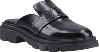 Hush Puppies Nicole Studded Leren Dames Zwarte Muilezels