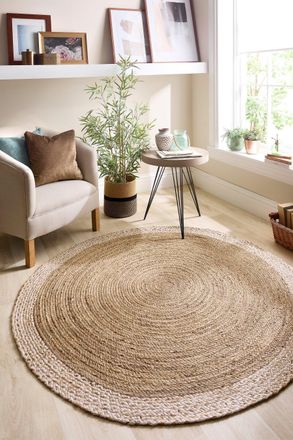 Origin Store Jute Border Natural White in Light Sand | Size: 150 cm diameter