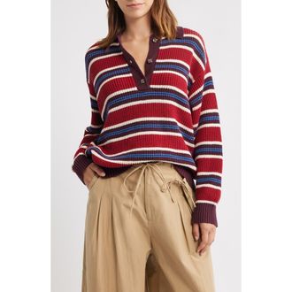 Damson Madder Ilona Stripe Organic Cotton Sweater in Burgundy at Nordstrom Rack, Size 12 Us / 16 Uk