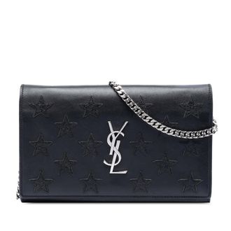 Saint Laurent Pre-owned Saint Laurent Calfskin Monogram Star Kate Wallet On Chain Ladies HSKYXS097J3CTEBL