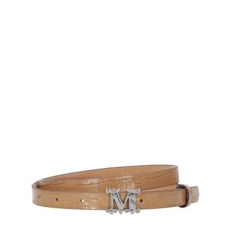 Max Mara Nette Croco-print Lederen Riem - Dames - Riemen - Bruin - S - Leer - Accessoires