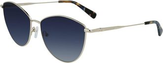 Longchamp Womens Lo620s Cat Eye Sunglasses Goldblue - Dark Blue Metal - One Size