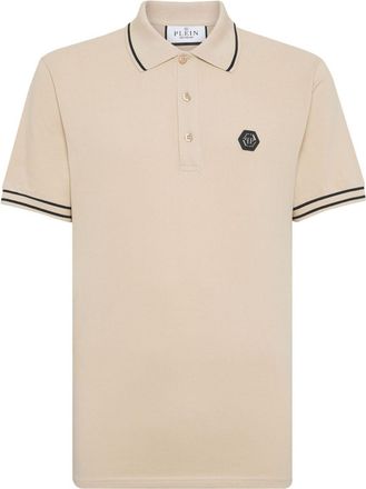 Philipp Plein logo-appliqu&eacute; cotton polo shirt - men - Cotton - XXXL - Neutrals