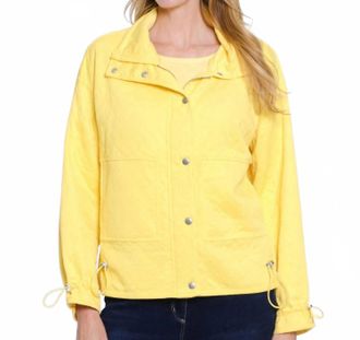 Multiples Long Sleeve Snap Front Jacket In Daffodil