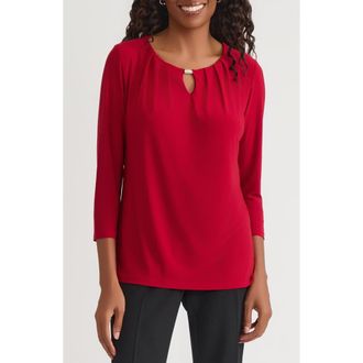 Kasper Pleat Neck Top in Fire Red at Nordstrom, Size Medium P