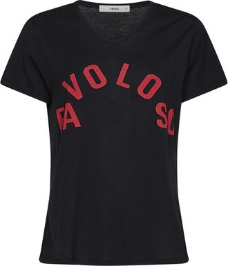 Fendi Camiseta de punto con estampado Favoloso - Tops - Mujer - Negro - L