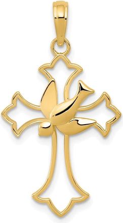 Diamond2Deal 14k Gold Dove Cross Pendant