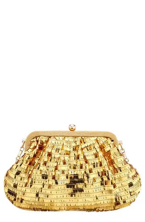 Nina June Sequin Frame Clutch in Gold at Nordstrom