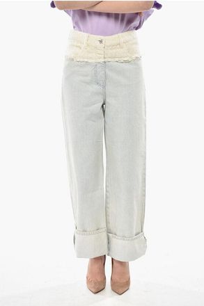Givenchy Cropped Fit Jeans With Cuffed Hem And Tweed Detail 26cm size 25