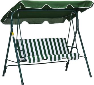 OUTSUNNY Outdoor Metal Hammock Swing Chair 3-Seater Patio Bench Garden Green