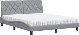 vidaXL Vidaxl - Cama Con Colch&oacute;n De Tela Gris Claro 160x200 Cm