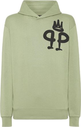 Philipp Plein Hooded Sweatshirt King - Heren - Hoodies - Groen - S - Katoen - Hoodies & sweatvesten
