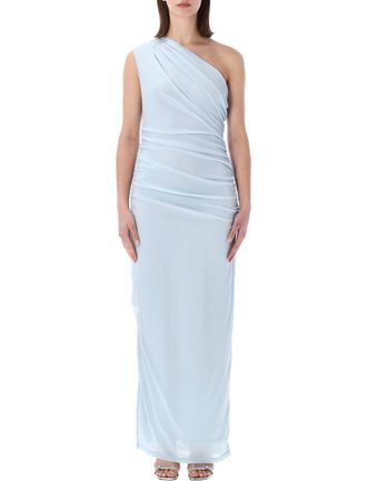 Rotate One Shoulder Elegant Draped Maxi Dress