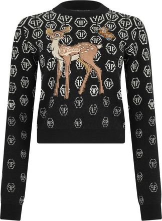 Philipp Plein Dames, Truien, Zwart, Maat: M Katoen