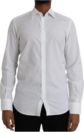 Dolce & Gabbana Wit Katoenen Overhemd Klassieke Kraag Lange Mouwen - Heren - Casual Overhemden - Wit - L - Katoen - Overhemden