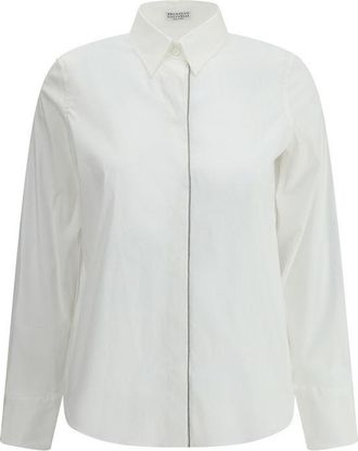 Brunello Cucinelli White Cotton Dress Womens Shirt