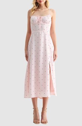 All in Favor Corset Detail Sleeveless Midi Dress in Blush Burgundy at Nordstrom, Size X-Large
