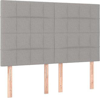 vidaXL Cabecero con luces led tela gris claro 144x5x118/128 cm Vidaxl