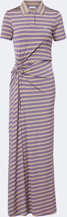 Paco Rabanne Cutout gathered striped cr&ecirc;pe maxi dress