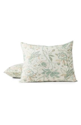 Coyuchi Sea Bloom Linen & Organic Cotton Pillow Sham in Natural W/Sage at Nordstrom, Size Standard