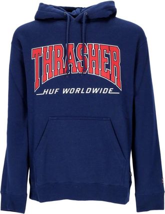 HUF Navy Thrasher Heren Hoodie Sweatshirt - Heren - Hoodies - Blauw - M - Katoen - Hoodies & sweatvesten
