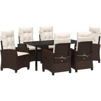 vidaXL Conjunto De Comedor De Jard&iacute;n 7 Pcs Marr&oacute;n Rat&aacute;n Sint&eacute;tico Vidaxl