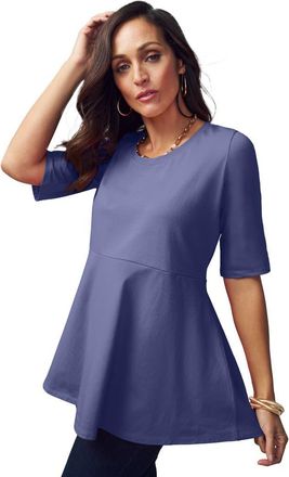 Jessica London Stretch Cotton Peplum Tunic in Deep Dusk at Nordstrom, Size 16