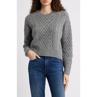 Rag & Bone Liz Beaded Crewneck Wool Sweater in Grey at Nordstrom, Size Xx-Small