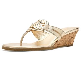 Lilly Pulitzer The Lilly Wedge Womens Wedge Shoes Gold Metallic : 7.5 M, Leather